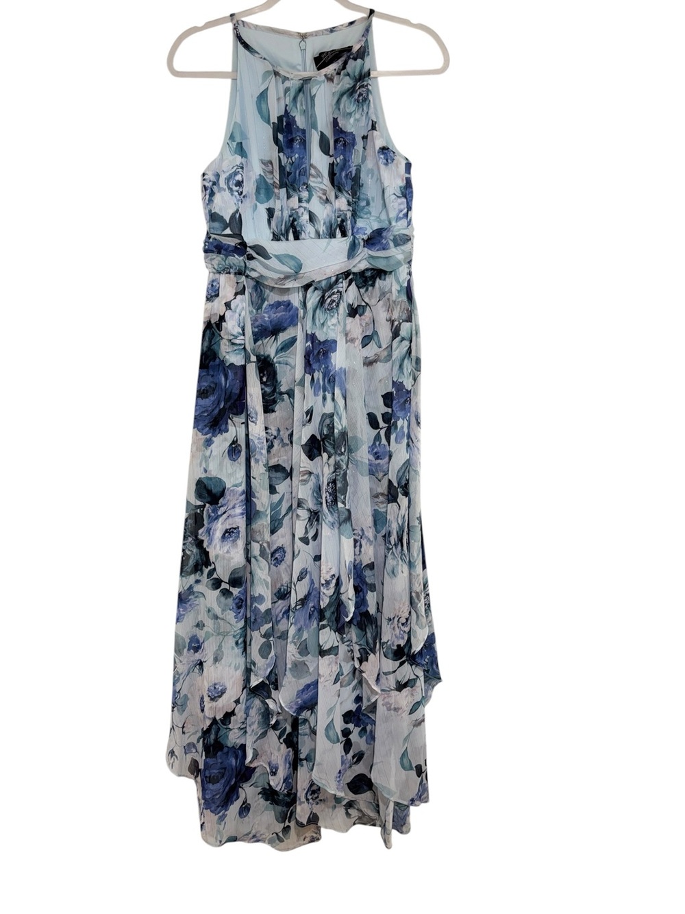 H&M Light Blue Floral Halter Maxi Dress Super Cute 🥰 Size 8